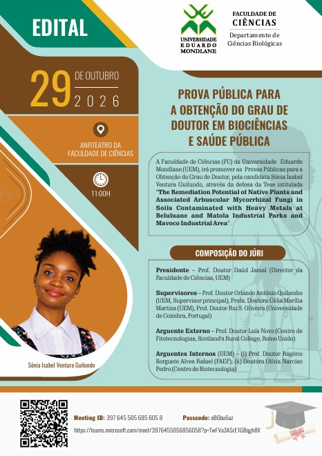 PROVA PÚBLICA PARA A OBTENÇÃO DO GRAU DE DOUTOR EM BIOCIÊNCIAS E SAÚDE PÚBLICA